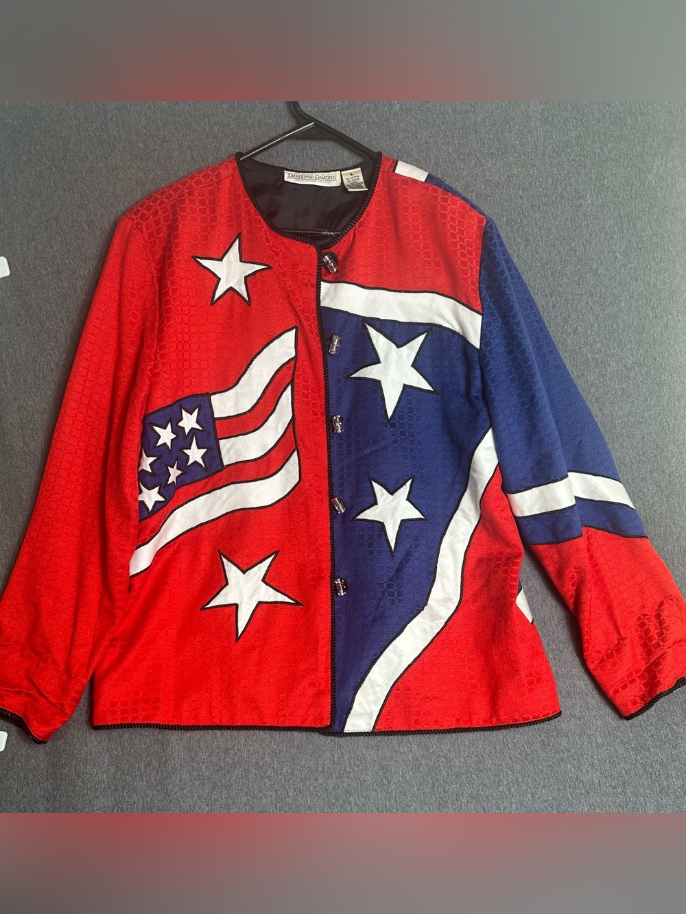 Vintage-Inspired Red & Blue Star Print Women's Jacket